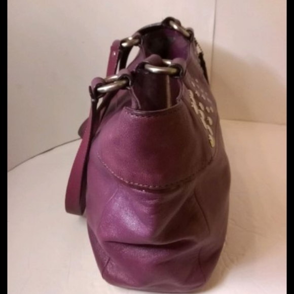 Coach East West Purse Tote Bag Womens Purple Medium F15235 Studded Leather Y2K - Picture 5 of 10